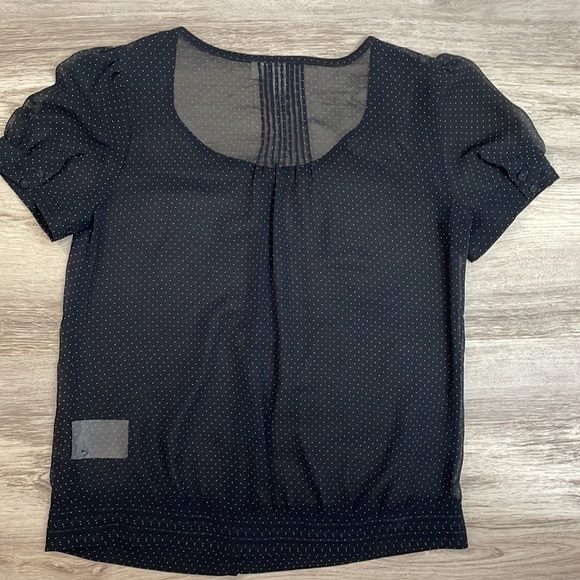 de. corp by Esprit Urban Casual Black with White Polka Dot Short Sleeve Top M - Picture 5 of 13